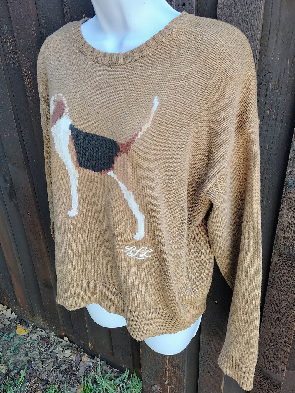Ralph Lauren Camel Beagle Intarsia Crewneck Sweater - Picture 4 of 6